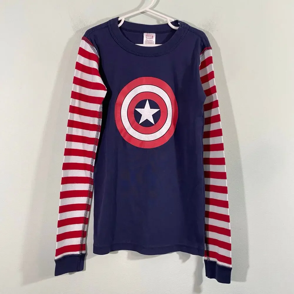 Hanna Andersson Captain America Shield Pajamas Top Size 12